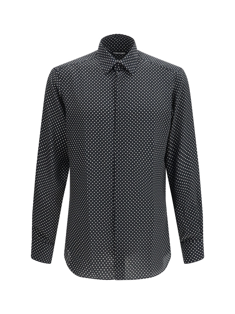 Tom Ford Tom Ford Crepe De Chine Polka Dot Shirt Black/White - World Class Fashion