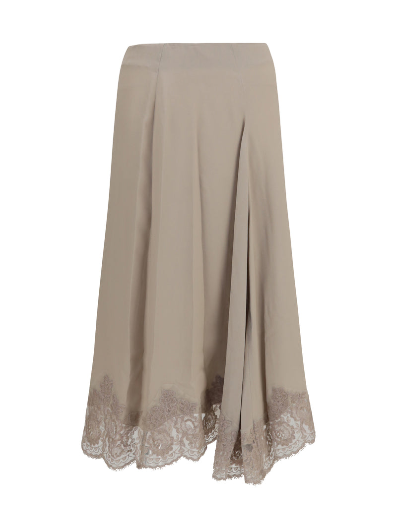P.a.r.o.s.h. P.a.r.o.s.h. Silk Blend Midi Skirt Beige Women - World Class Fashion