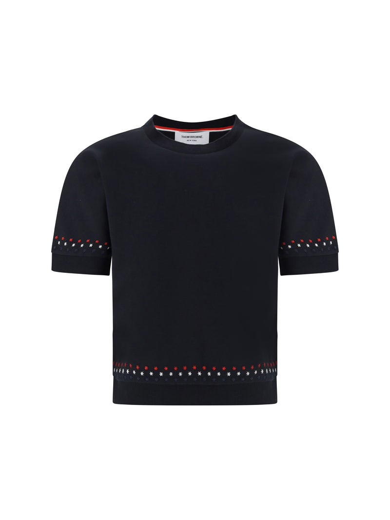 Thom Browne Thom Browne Snowflakes T-shirt Black Women - World Class Fashion