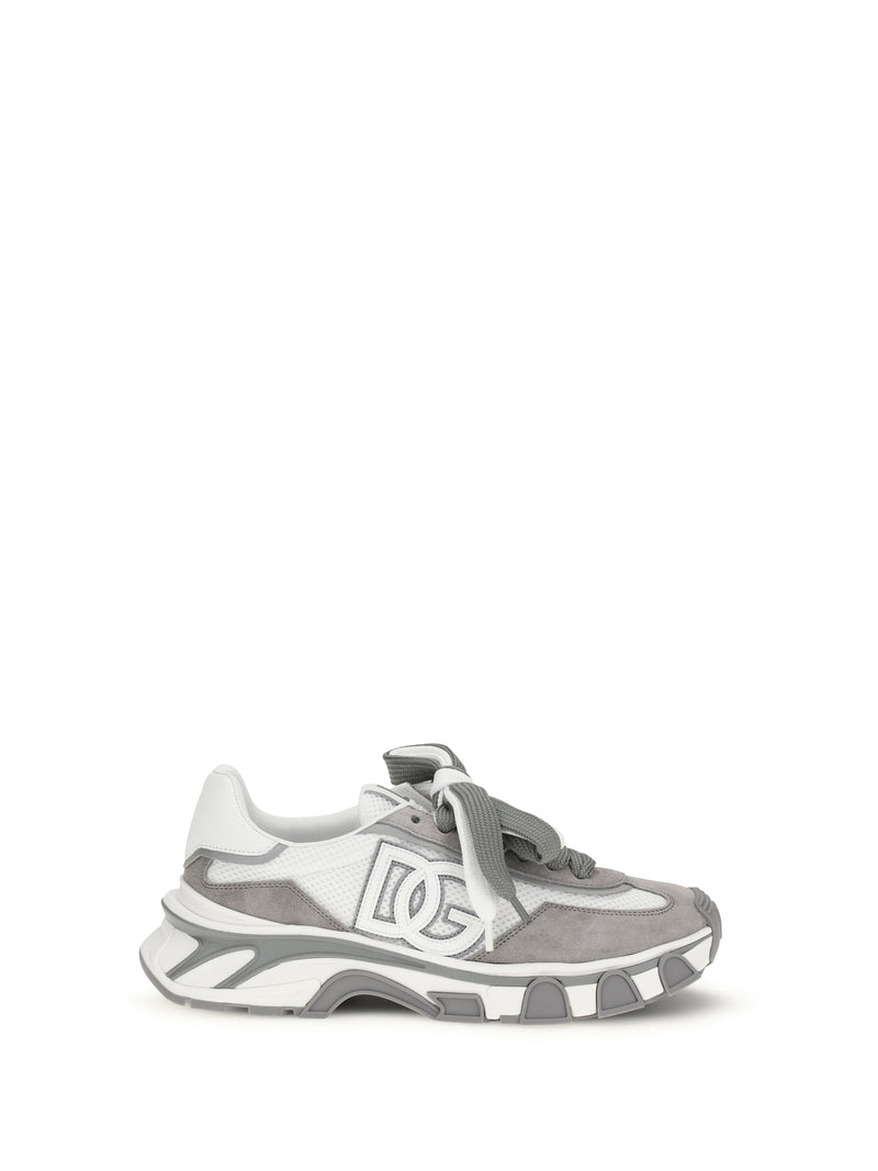 Dolce & Gabbana Dolce & Gabbana Leather and Mesh Sneakers Bianco/Nero - World Class Fashion
