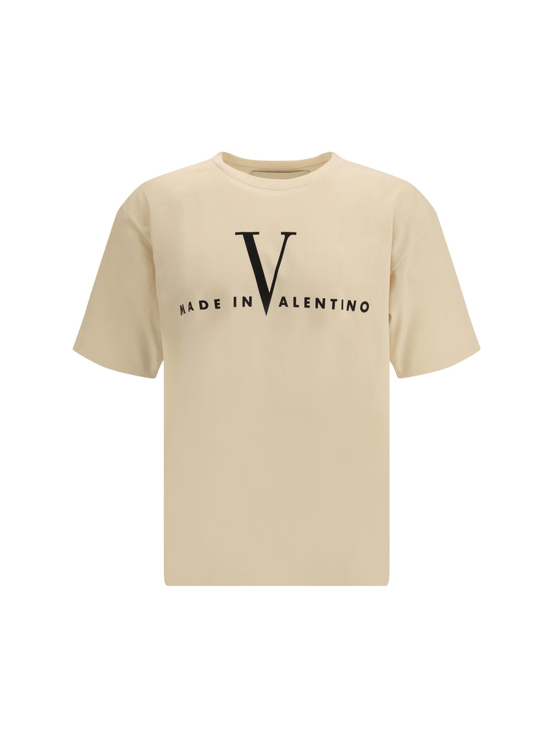 Valentino Valentino T-shirt with Made in Valentino Print Burro/Nero - World Class Fashion