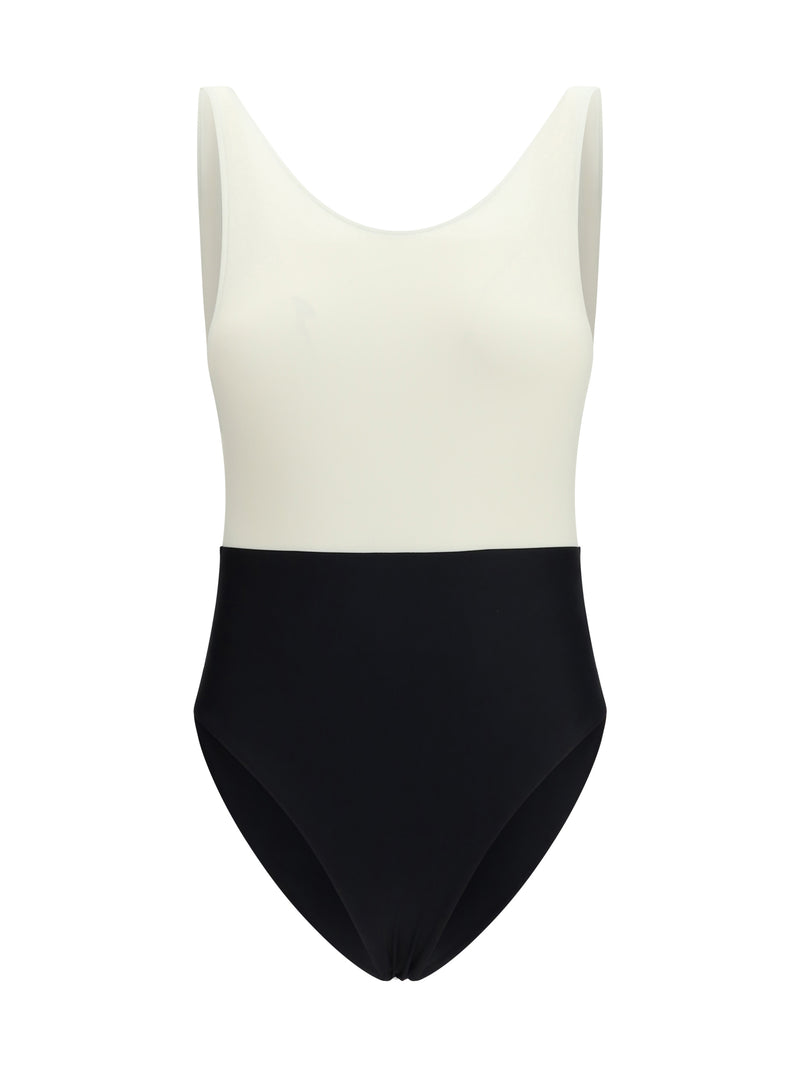 AMI Paris AMI Paris Nylon One-piece Swimsuit Blanc Creme/Noir - World Class Fashion