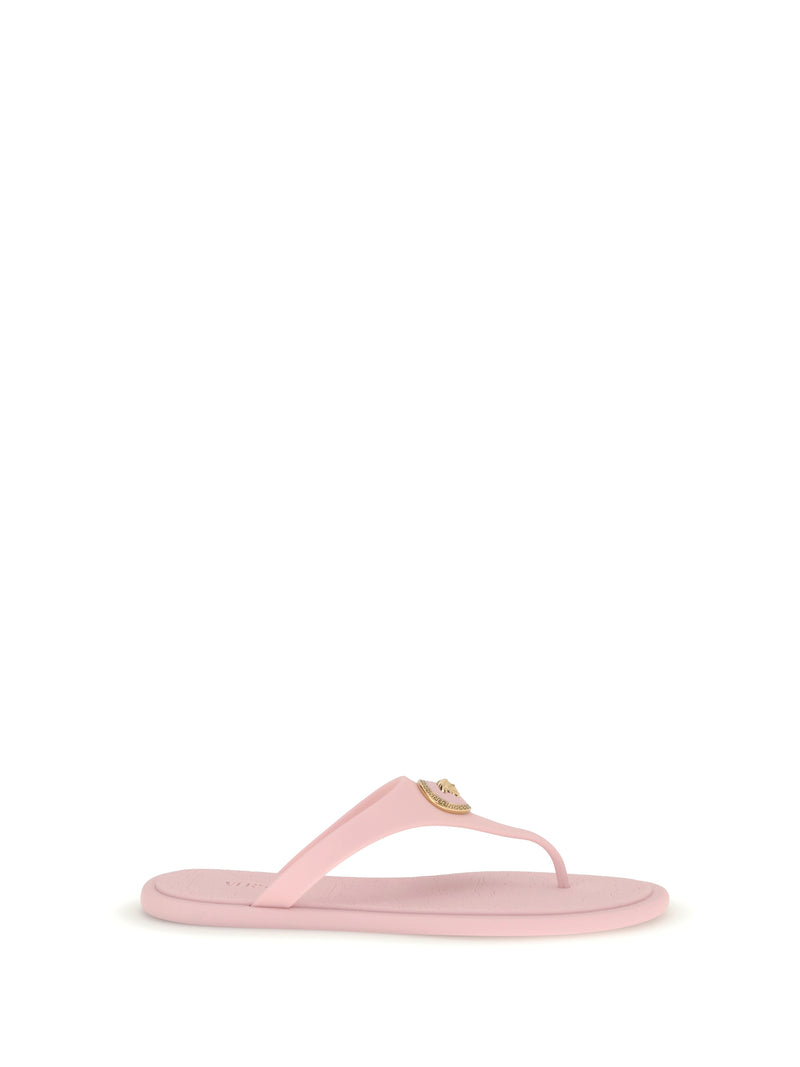 Versace Versace Rubber Thong Sandals Pastel Pink Versace Gold - World Class Fashion