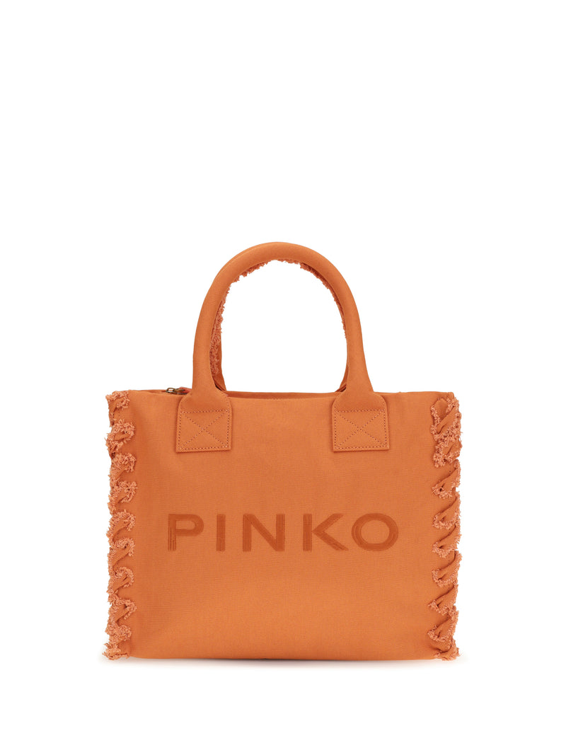 Pinko Pinko Canvas Tote Bag Arancio Bruciato - World Class Fashion