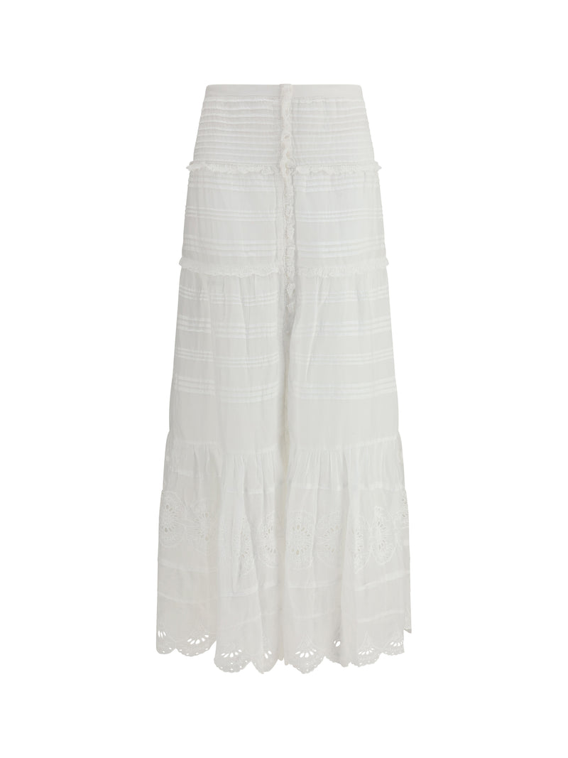 Marant Étoile Marant Étoile Paoline Long Cotton Skirt White - World Class Fashion