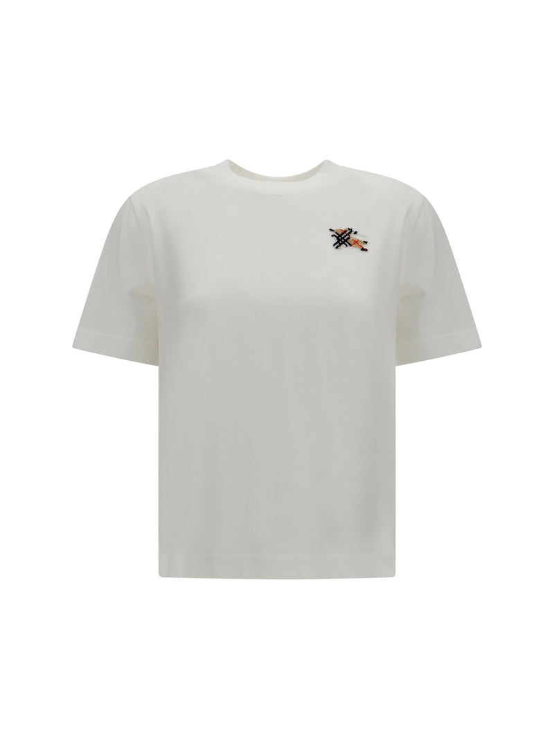 Burberry Burberry Knight Check Cotton T-shirt Chalk - World Class Fashion