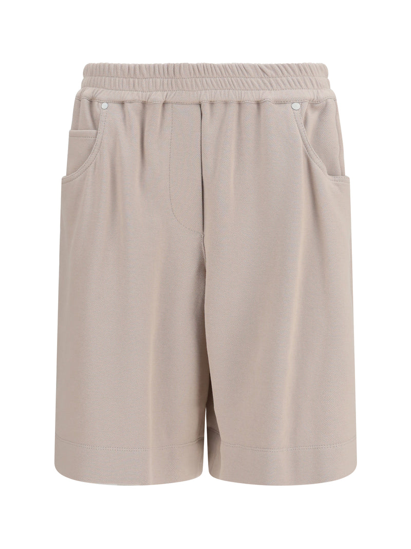 Brunello Cucinelli Brunello Cucinelli Cotton Piqué Shorts Pale Oak - World Class Fashion