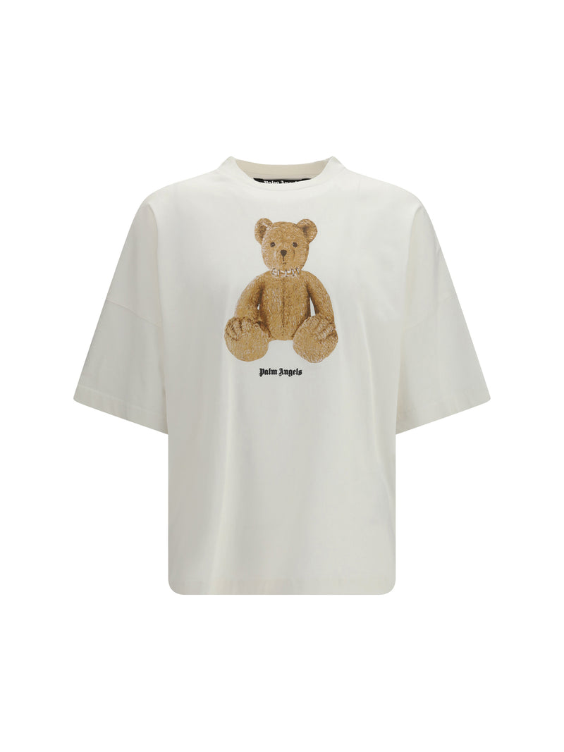 Palm Angels Palm Angels Bear Print T-shirt Off White Brown - World Class Fashion