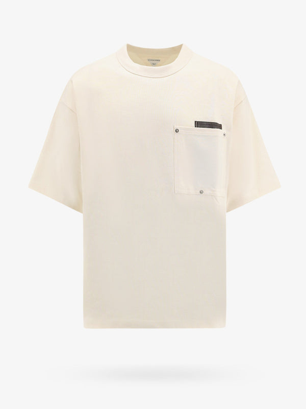Cotton t-shirt with leather detail