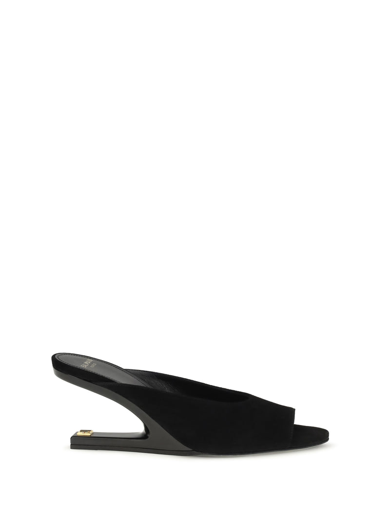 Balmain Balmain Suede Open-toe Mules Noir Women - World Class Fashion