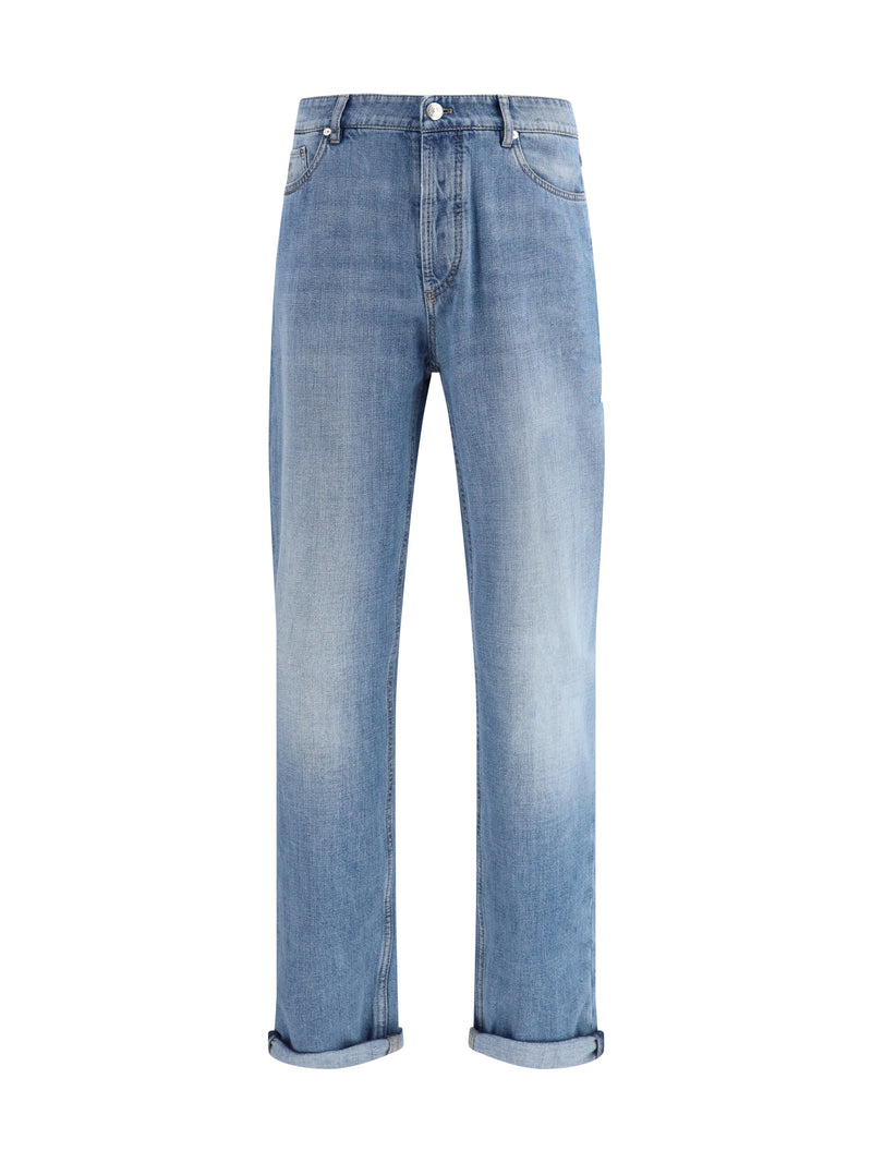 Brunello Cucinelli Brunello Cucinelli Cuffed Jeans Denim Chiaro Old - World Class Fashion
