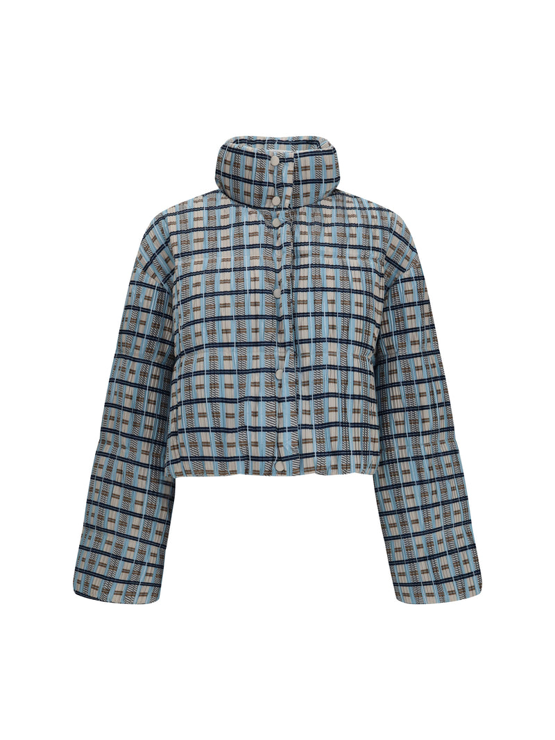 Gongdid Design Gongdid Design Short Padded High-neck Jacket Blue - World Class Fashion