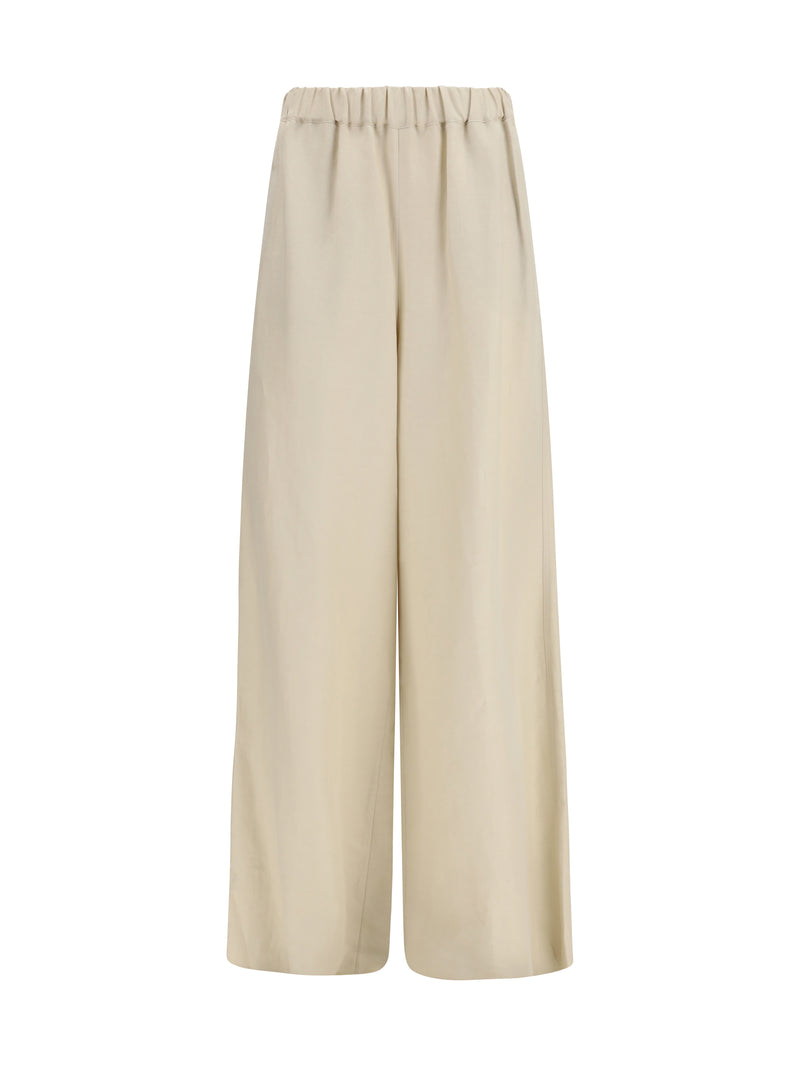 Max Mara Max Mara Wide-leg Linen And Silk Pants Beige - World Class Fashion