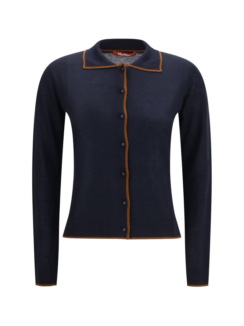 Max Mara Studio Max Mara Studio Msttarga Cardigan Blue/Cuoio - World Class Fashion