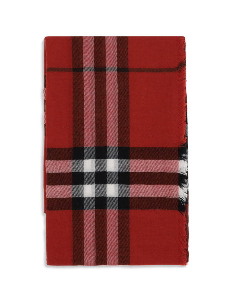 Burberry Burberry Wool Check Wide Scarf Post Red - World Class Fashion
