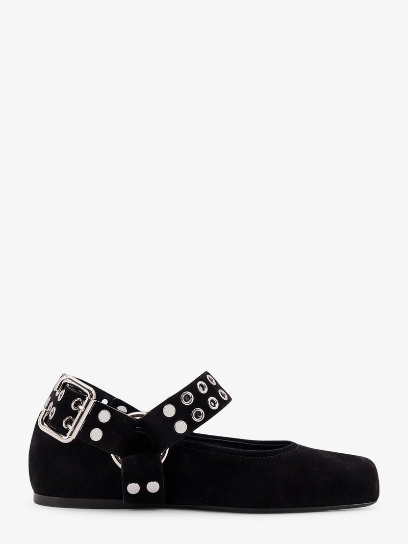 Alaia Bailarinas planas moteras de ante Alaia negras - World Class Fashion