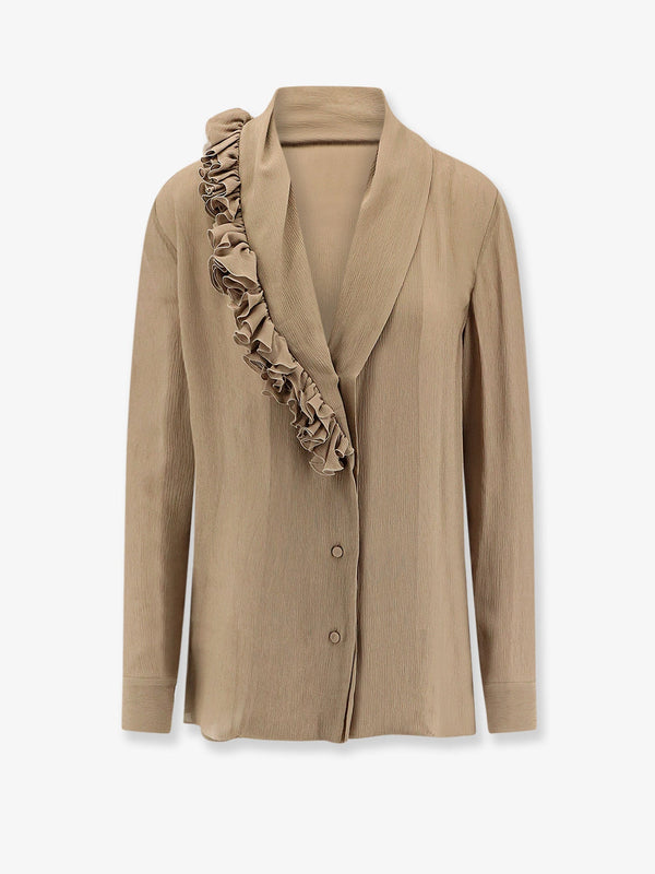 Alberta Ferretti Crepe Shirt With Ruffles