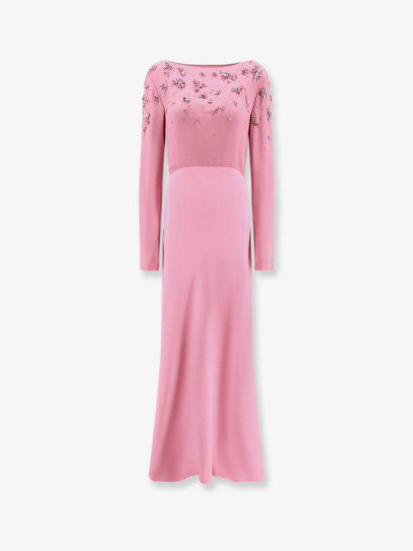 Alberta Ferretti Viscose Long Dress With Silk Top With Sequins