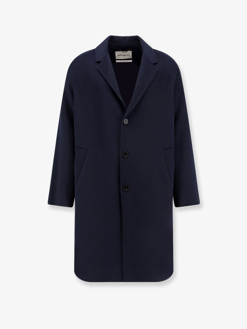 Amaranto Amaranto Outdoor Wool Coat Navy Men - World Class Fashion