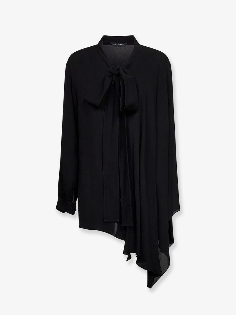 Balenciaga Balenciaga Silk Shirt With Bow Black - World Class Fashion