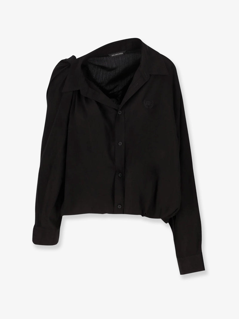 Balenciaga Camisa de lyocell negra asimétrica de Balenciaga - World Class Fashion