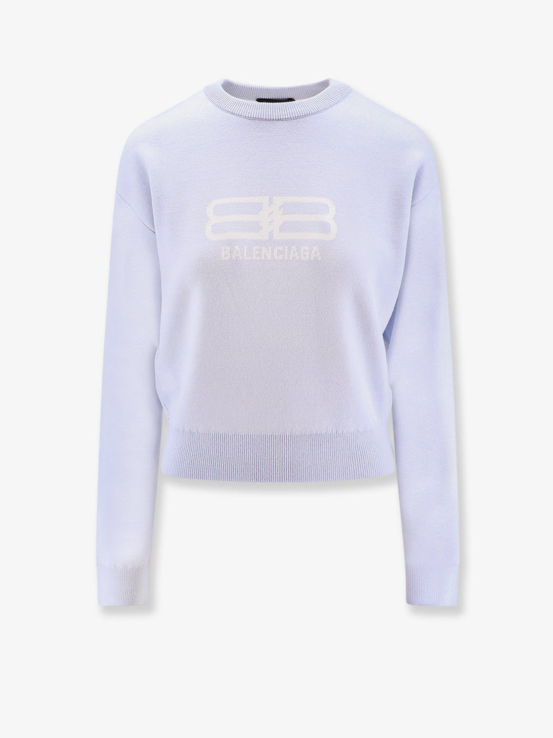Balenciaga Balenciaga Wool and Cotton Blend Sweater Blue - World Class Fashion