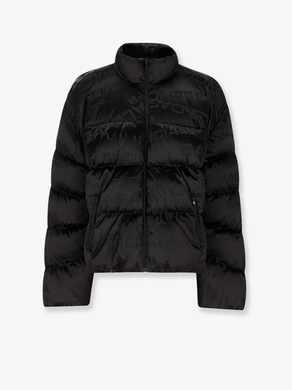 Balenciaga Nylon Down Jacket With All-Over Lettering Logo