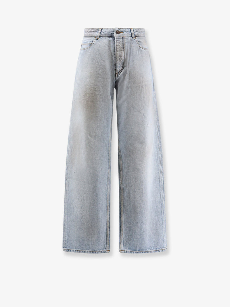 Balenciaga Balenciaga Distressed Wide Leg Jeans Blue - World Class Fashion