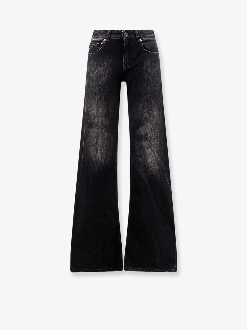 Balenciaga Balenciaga Wide Leg Black Denim Trousers Women - World Class Fashion