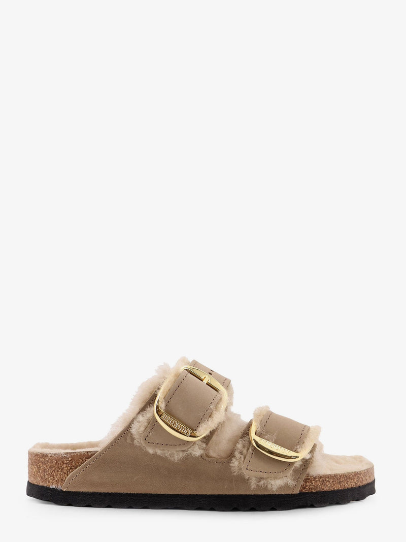 Birkenstock Birkenstock Arizona Big Buckle Shearling Sandals Beige - World Class Fashion