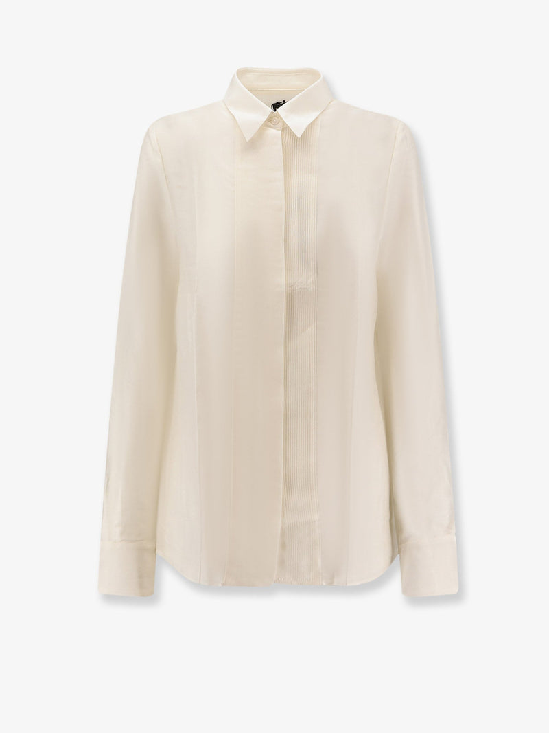Boss Boss Bisina Wednesday Lyocell Silk Wool Shirt White - World Class Fashion