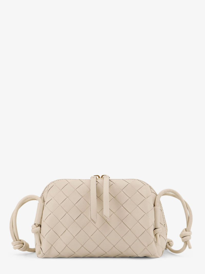Bottega Veneta Bottega Veneta Concert Pouch Leather Crossbody Bag White - World Class Fashion