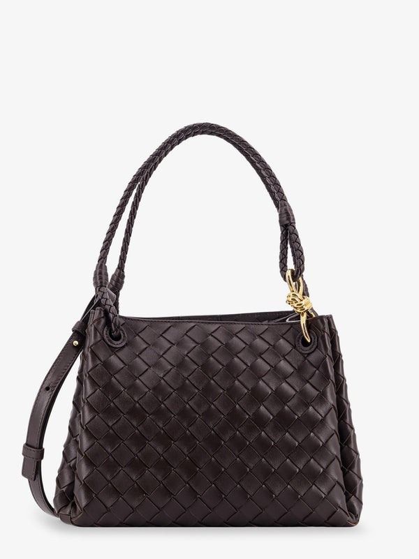 Bottega Veneta Parachute Leather Shoulder Bag With Intrecciato Motif And Knot Detail