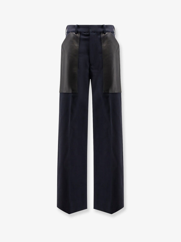 Bottega Veneta Cotton And Wool Trousers With Leather Inserts