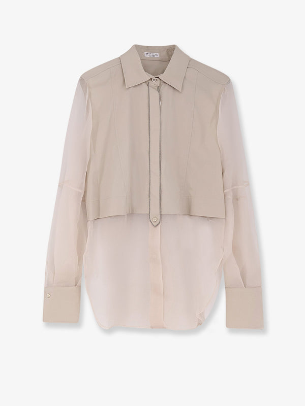Brunello Cucinelli Cotton Blend Shirt With Monili Detail
