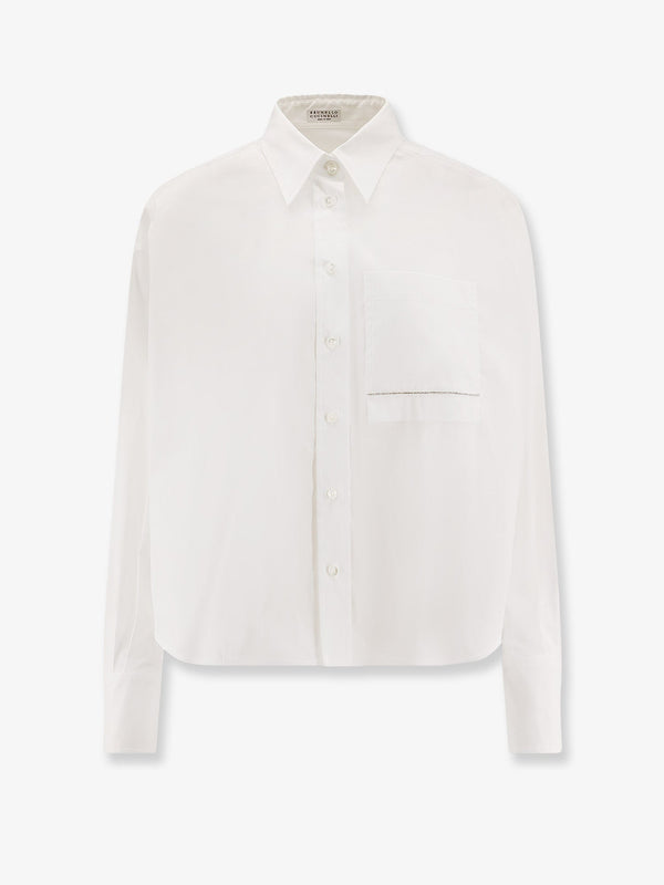 Brunello Cucinelli Cotton Blend Shirt With Monili Detail