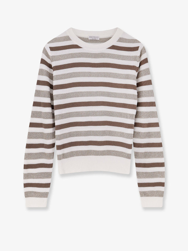 Brunello Cucinelli Sparkling Stripes Cotton Sweater