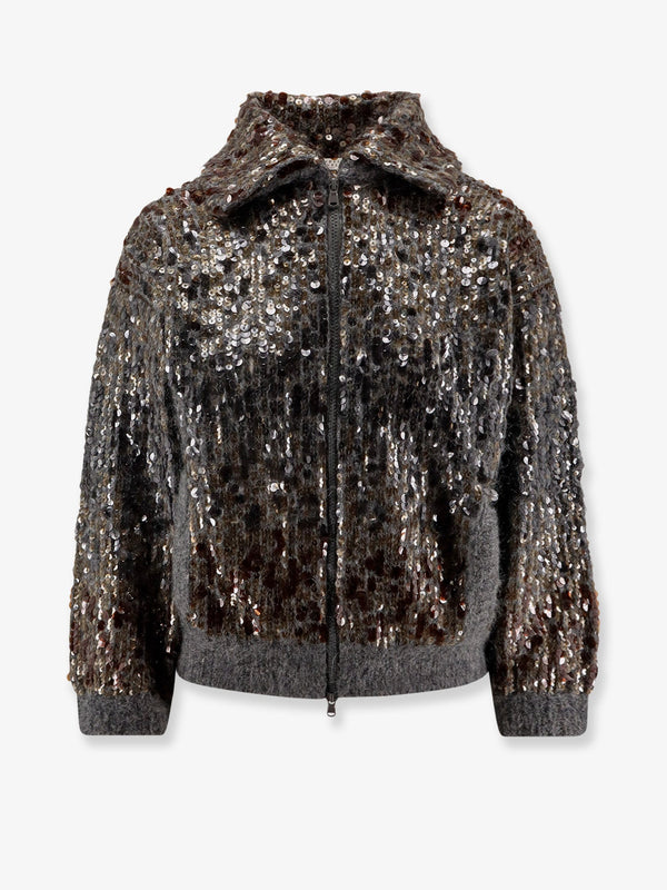 Brunello Cucinelli Mohair Cardigan With All-Over Sequins