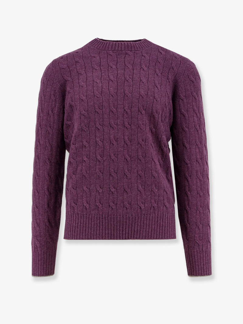 Brunello Cucinelli Brunello Cucinelli Cable Knit Cashmere Sweater Purple - World Class Fashion