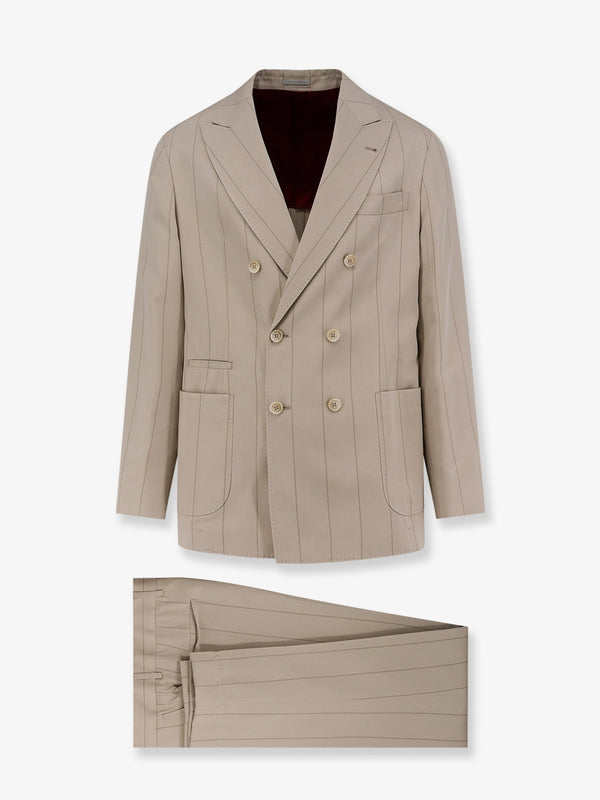 Brunello Cucinelli Silk Suit With Pinstripe Motif