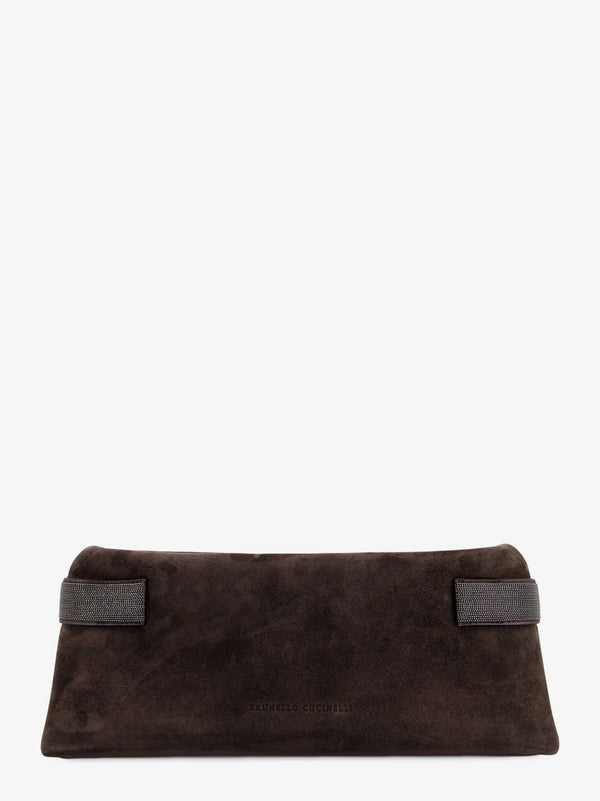 Brunello Cucinelli Suede Pochette With Monili Detail