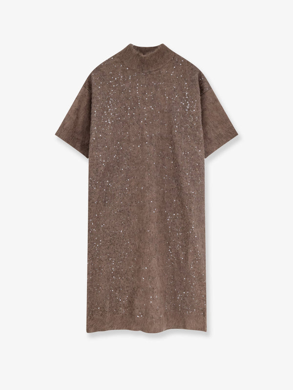 Brunello Cucinelli Mohair And Virgin Wool Dress With Sequins