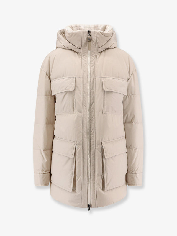 Brunello Cucinelli Nylon And Cotton Hooded Down Jacket