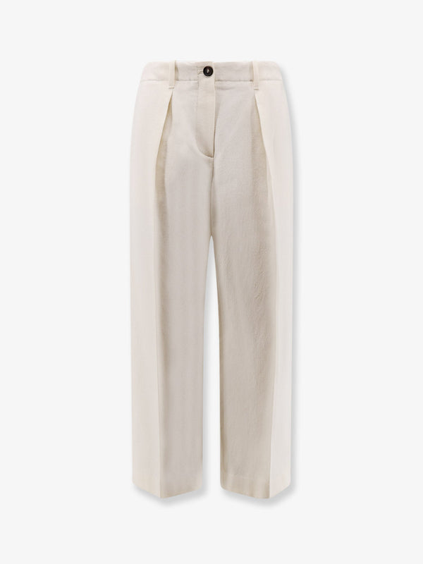 Brunello Cucinelli Cotton And Wool Trousers With Adjustable Drawstring