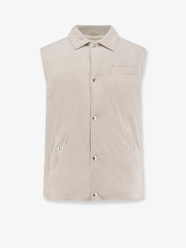Brunello Cucinelli Suede Sleeveless Jacket With Padding