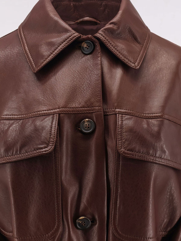 Brunello Cucinelli Leather Jacket With Belt