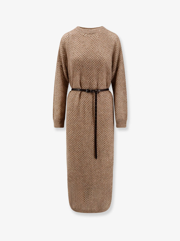 Brunello Cucinelli Mohair Blend Long Dress With Sequins