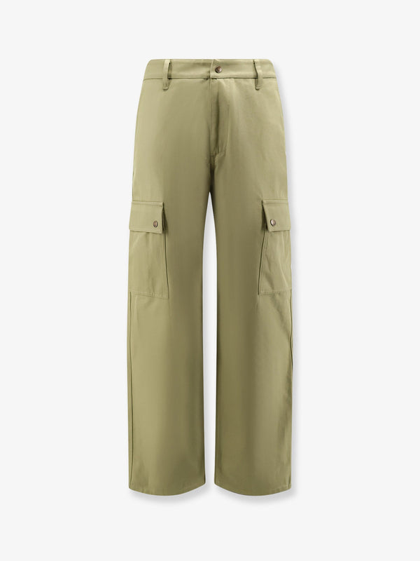 Burberry Cotton Trousers With Logo Embroidery