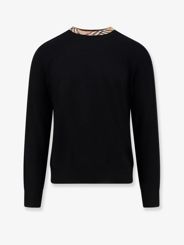 Burberry Wool Sweater With Check Profiles