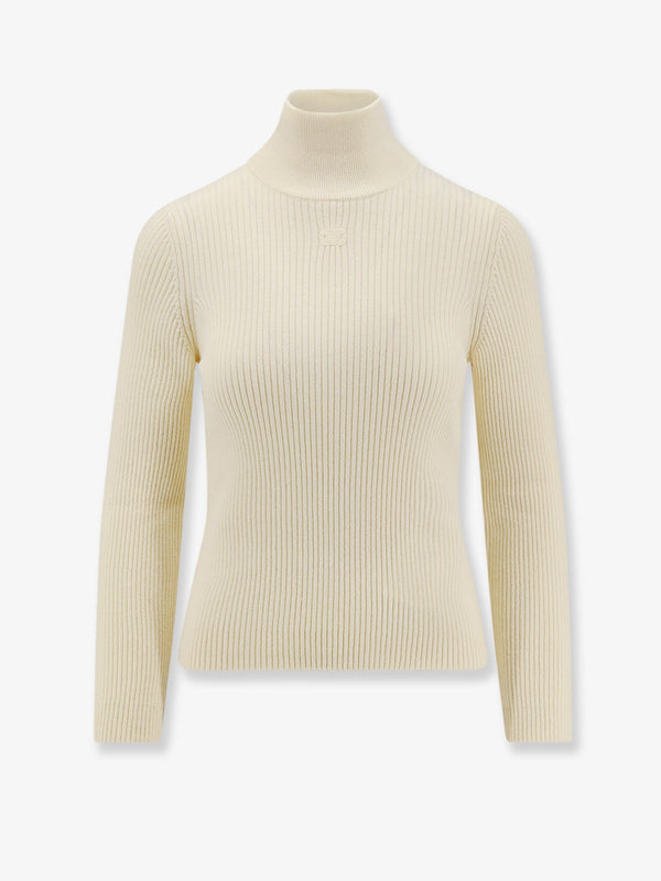 Celine Ribbed Stretch Wool Turtleneck Sweater